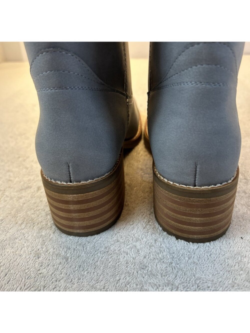 Frye Miranda 14 Riding Boots Knee High Western Dusty Blue Vegan Women Sz 9.5 NEW - Picture 7 of 13